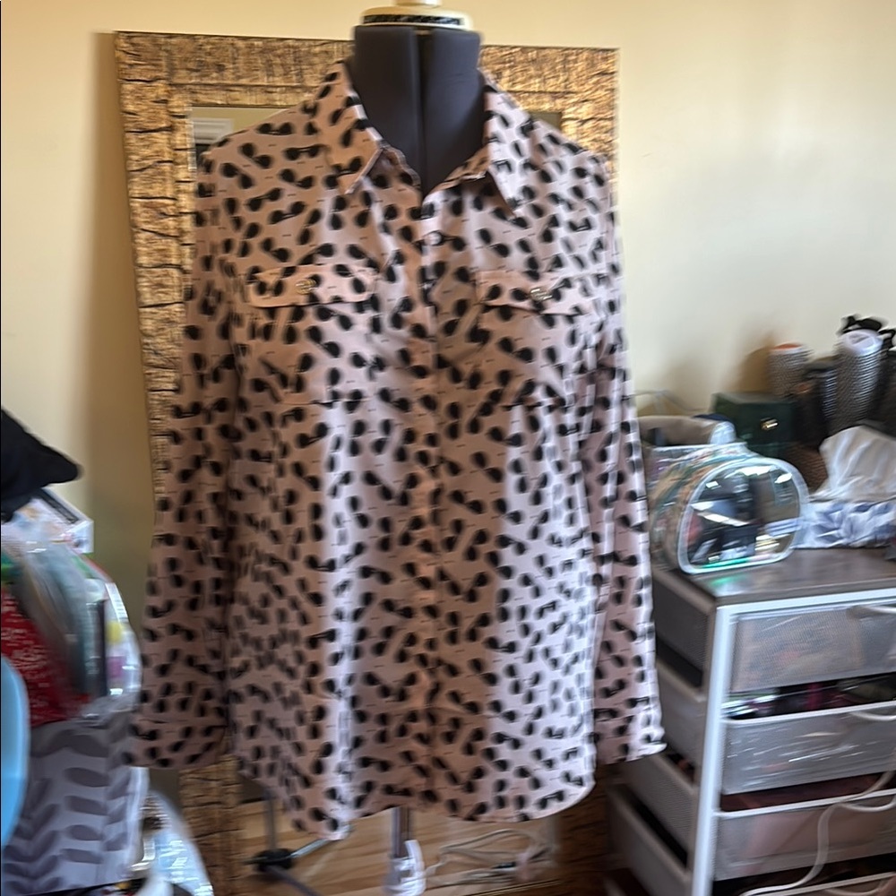 Print Button-Up Blouse